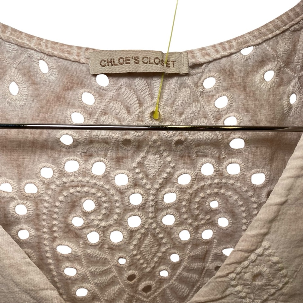 Chloe’s Closet blush pink eyelet Peplum Tank Top Sz 6 - Picture 3 of 9